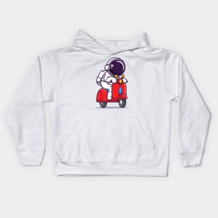 Cute Astronaut Riding Scooter Kids Hoodie